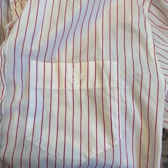 Ralph Lauren Women's Pink and White Striped Button-Down Shirt - Picture 2 of 3
